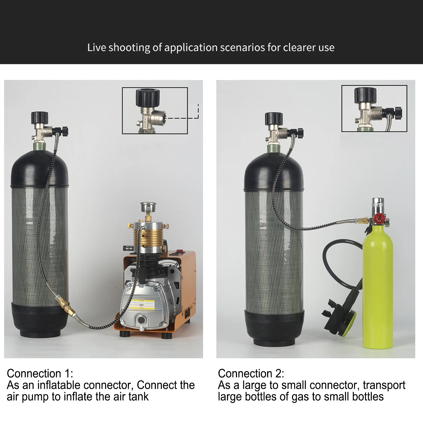 G5/8 Gewinde Schnellfülladapter Füllstation Adapterschlauch Hochdruck-Pneumatikteil für 6,8 l CO HPA CO2-Tank