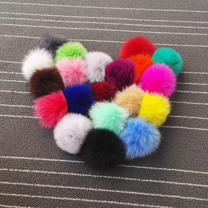 2pcs DIY 5A Real Fur Pom Pom Fox Fur Pompon Fox Fur Pompoms Nature Hair Pompom For Scarf Gloves Hats Cap Blanket Pompon Handmade