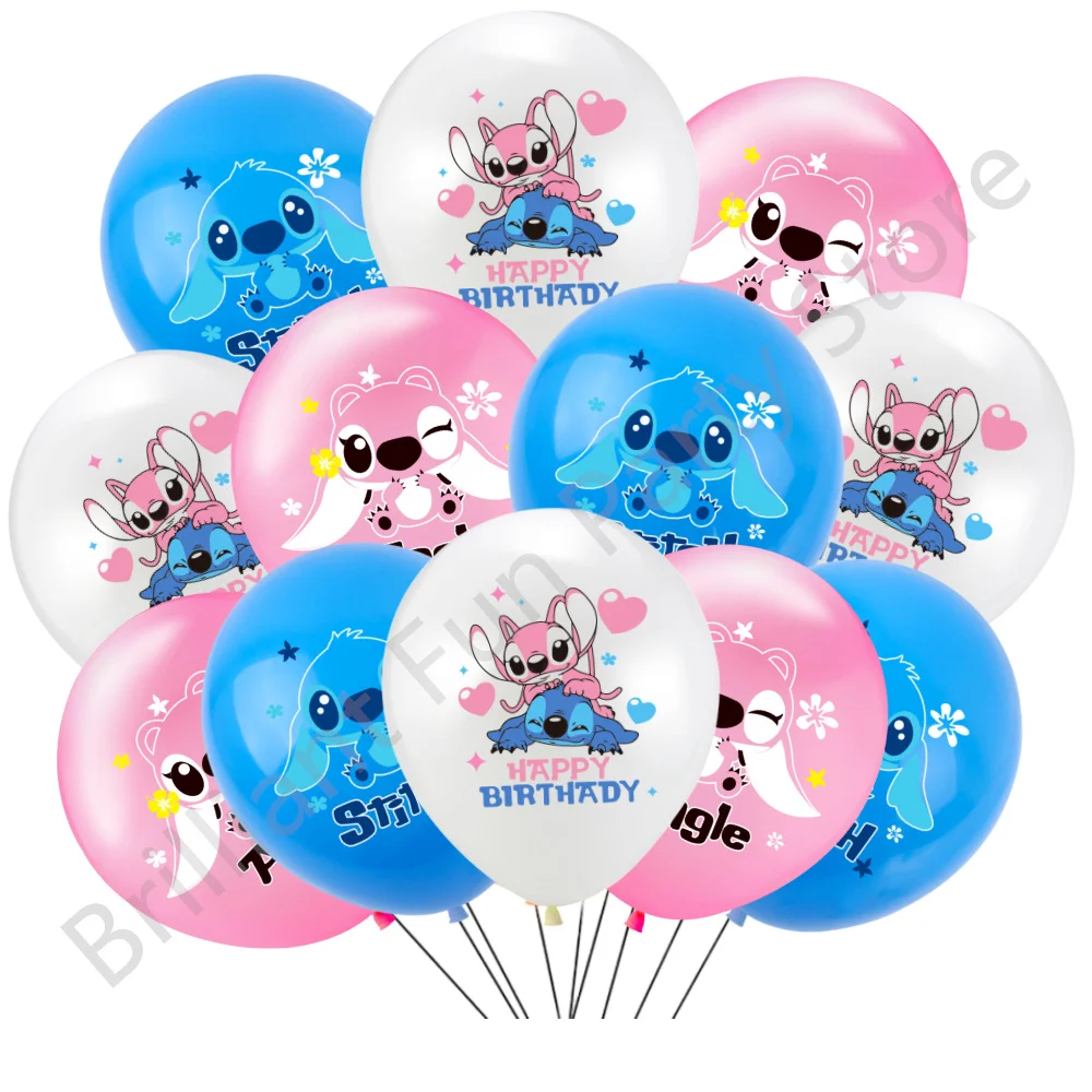 12Pcs Disney Lilo & Stitch Party Balloons 12Inch Latex Balloon Set Baby Shower Boy Girl Birthday Party Decorations Kids Toy Gift