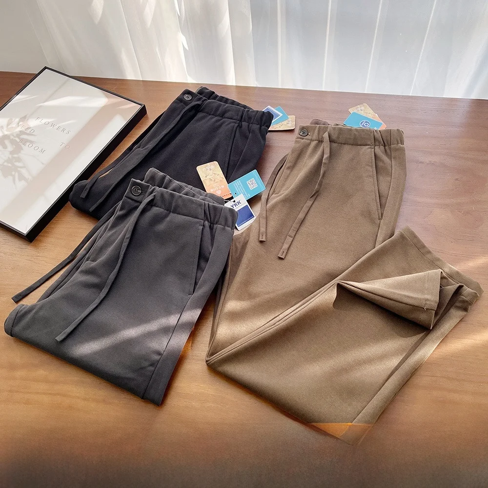 

Cloud-Like Soft Double-Sided Fce Wool Men's Casual Pants Warmth Enhanced Wool Blend Cone ape Autumn Winter Versatile Tro...