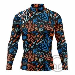 Męski strój kąpielowy t-shirt plażowy ochrona przed UV stroje kąpielowe wysypka ochraniacz lata Surfing z długim rękawem strój do nurkowania Surf Rashguard