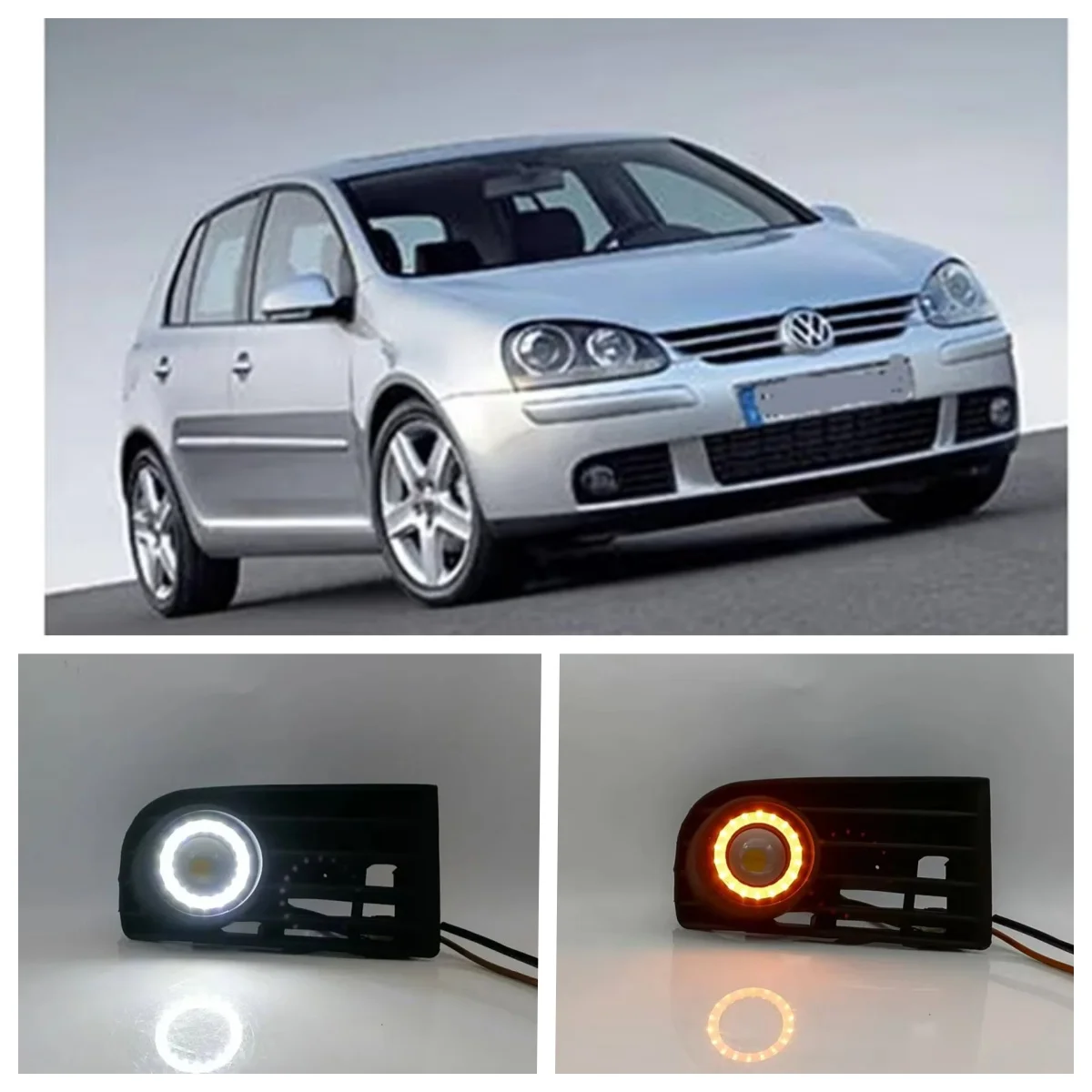

LED Fog Light Assembly For Volkswagen Vw Golf Mk5 2006 2007 2008 2009 Dual Color Angel Eye Daytime Running Lights Fog Lamp Kits