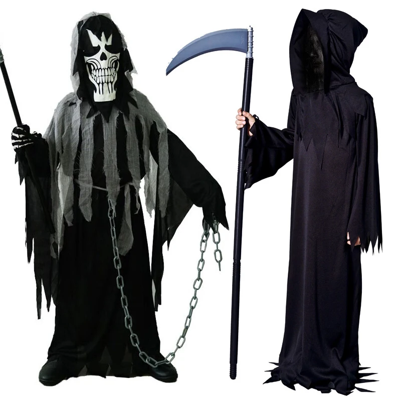 Male Black Devil Halloween Costume Ghost Festival Sickle Monster Role Playing Costume Death Stage Performance Costume