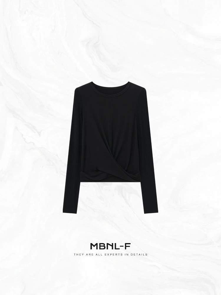 

Ele Pure Color round Ne ort Sve Long T-irt Design Sensation Basic Sle Women's Faion Summer 2025 T-irt