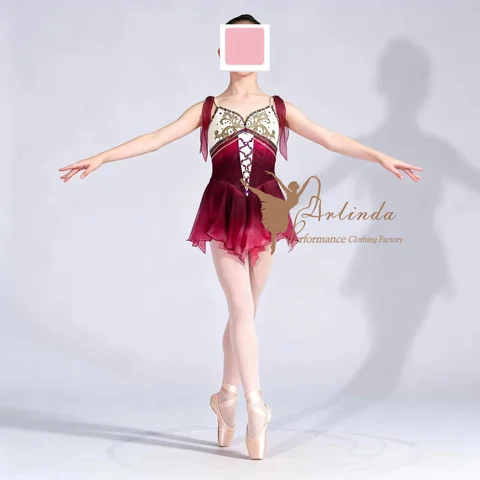 Burgundy gradual tutu girls' professional performance costume Cupid customized performance costume