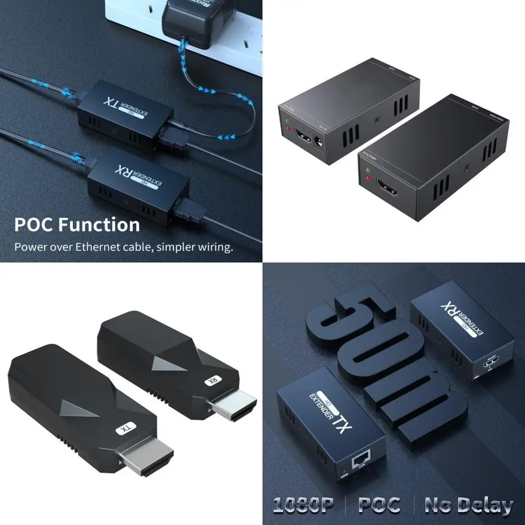 

652F HDMIcompatible to Ethernet Extender Transmits 1080p 60Hz Video Up to 50m 60m with No Lag for TV Projectors Monitors