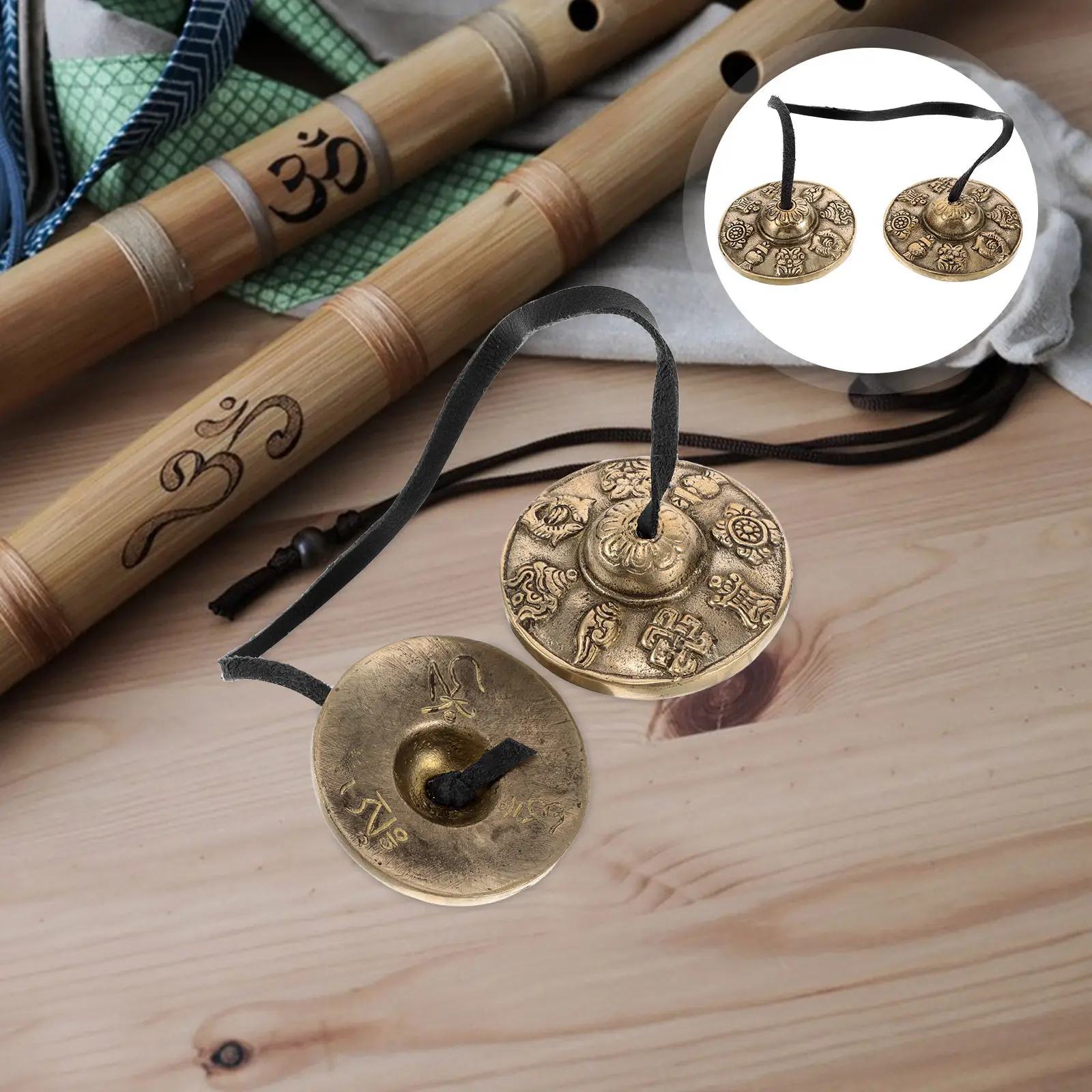 1 paire de cloches tibétaines Tingsha en laiton, cymbales de méditation, carillons sonores, instruments de musique pour la thérapie, le yoga, la pleine conscience et la relaxation