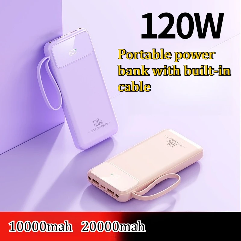 

Портативный внешний аккумулятор 20000 мАч со встроенным кабелем, большой емкости, длительной автономной работой, сверхбыстрой зарядкой