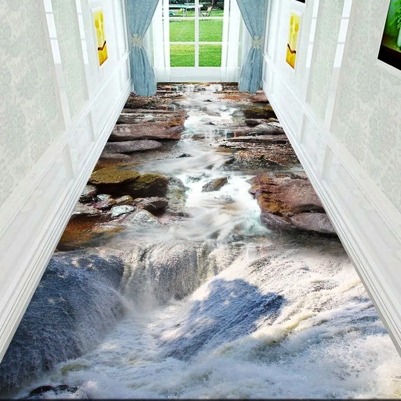 

3D Cobblestone Corridor Carpet Hall Runners Floor Mat Entrance Staircase Long Strip Bedroom Area Rug Kitchen Aisle Mat