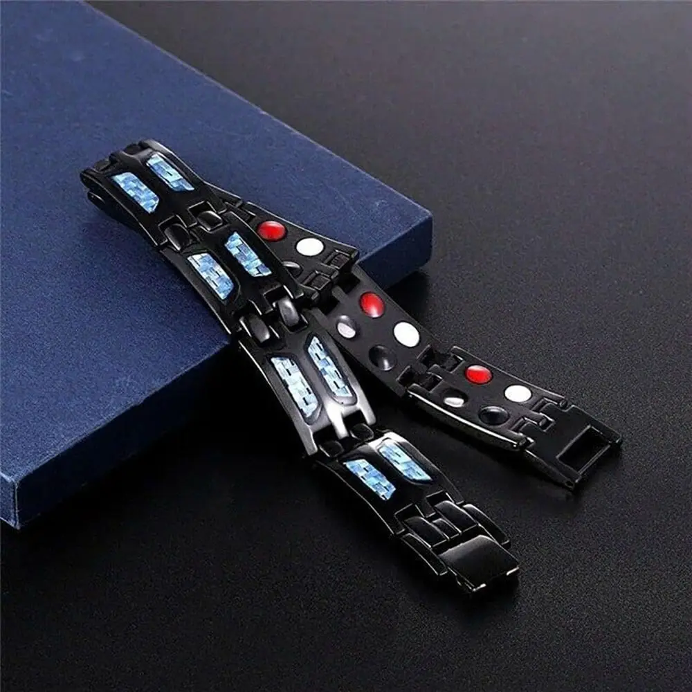 Noruion-pulsera de iones de infrarrojos lejanos, brazalete con imán Carbonblue, longitud ajustable, regulador de fatiga, regalo de joyería