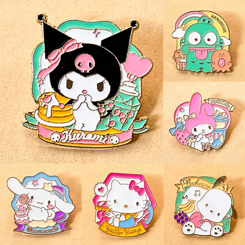 Kreskówka Sanrio Kuromi HelloKitty Broszka Emalia Klapa Odznaka Szpilki Plecak Kurtka Kołnierz Torba Akcesoria Biżuteria Metalowa Prezenty