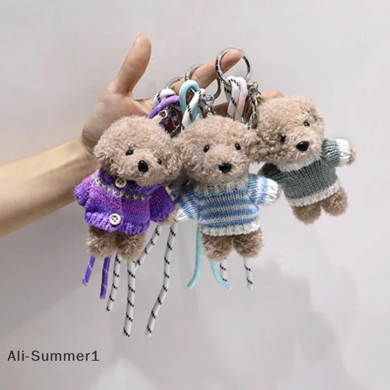 

【E】Trendy Plush Sweater Dog Braided Rope Keychain Bag Charms Pendant Decorations Multipurpose Rope Fashion Bag Keyring