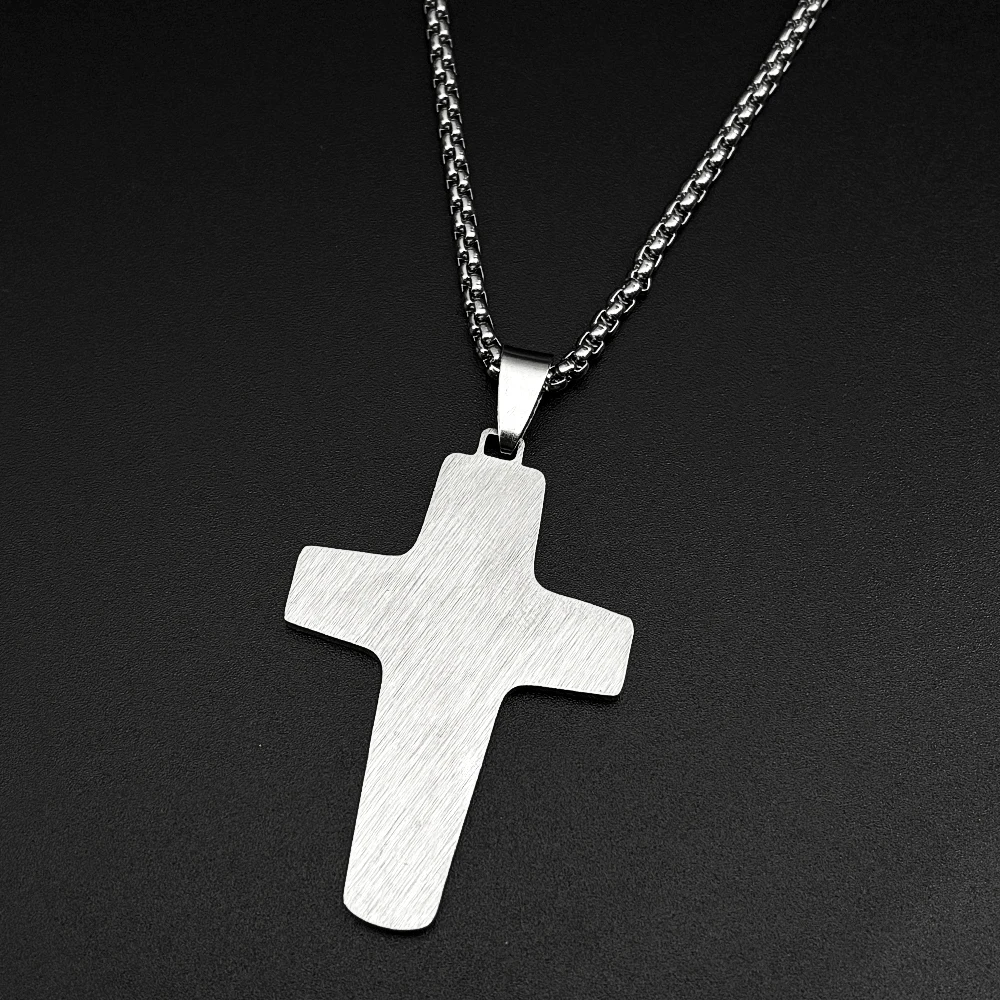 Christ Jesus Good Shepherd Cross Pendant Necklace for Women Men Stainless Steel Gold Color Holy Spirit Dove Chain Faith Jewelry