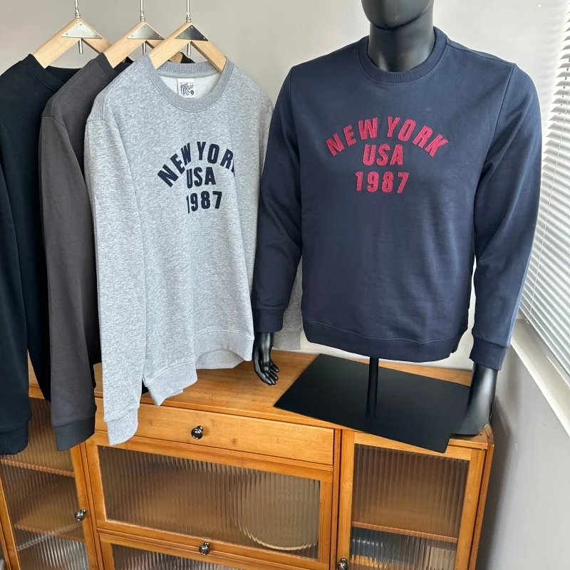 

Повседневная толстовка с длинным рукавом и круглым вырезом, с вышивкой и элементами пэчворка, из дышащего хлопка, удобная, в уличном стиле, для молодых мужчин