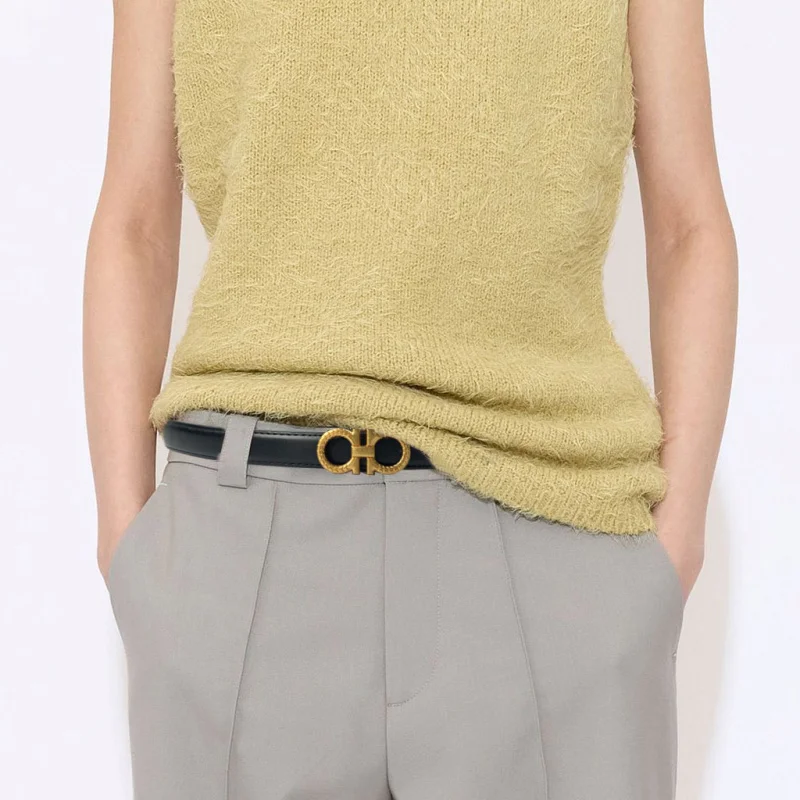 أحزمة جلد طبيعي للنساء عالية الجودة بإبزيم ذهبي أفضل تنسيق مع الفساتين والجينز للنساء