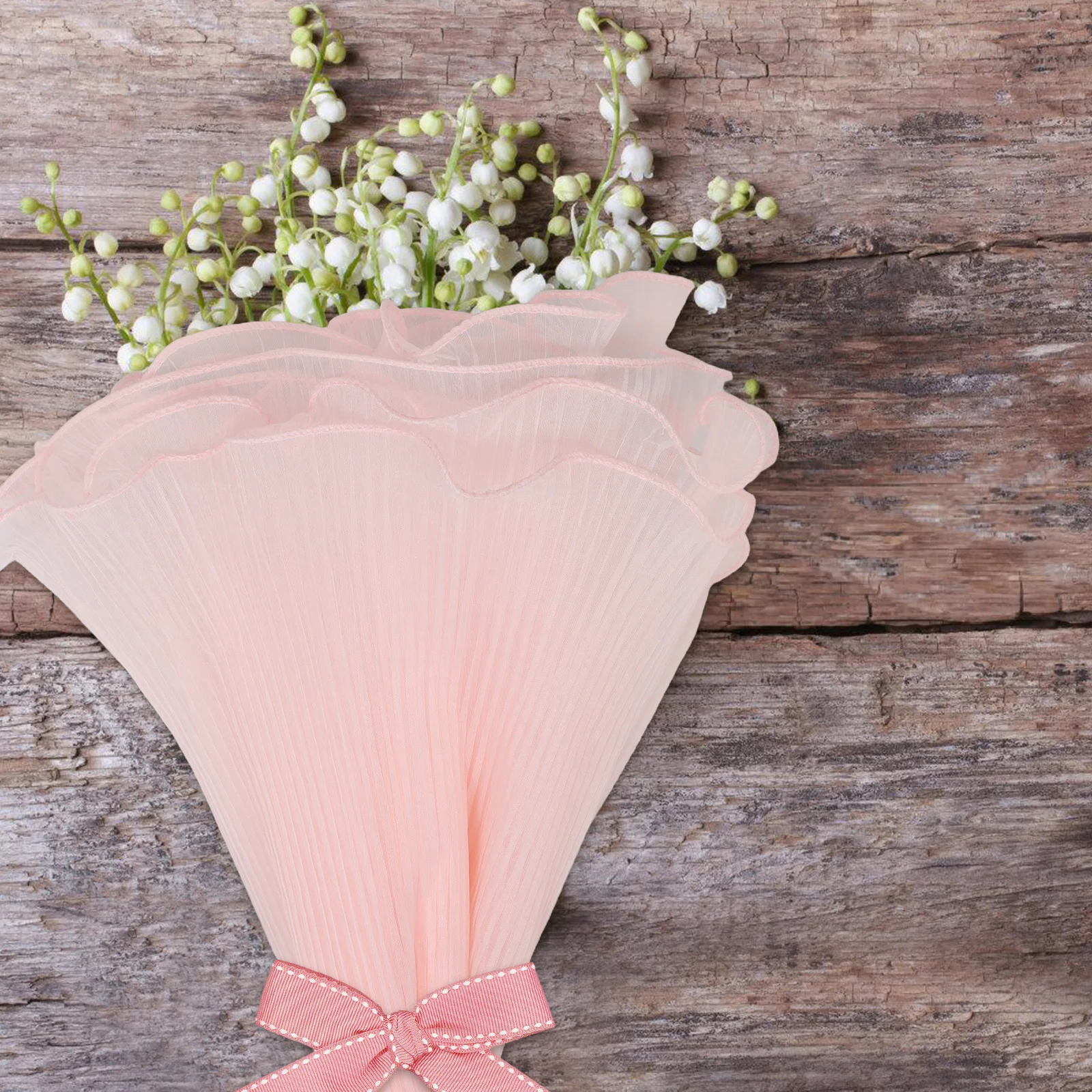 

Flower Wrapping Mesh Pink Wavy Textured Floral Wrapping Paper Wedding Birthday Bouquet Supplies Wrinkled Net Sheet Party