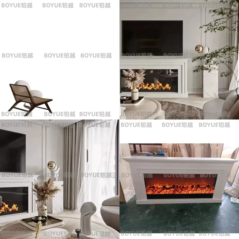 White Solid Wood Mantel Shelf Entryway Console TV Stand Living Room Decorative Cabinet Fireplace Surround Furniture Modern