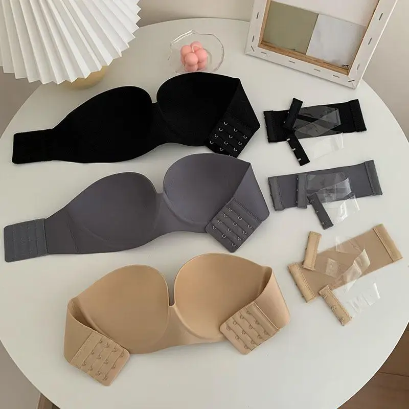 Strapless Invisible Push Up Bra Seamless Non Slip Backless Bralette Tube Top Women's Comfort Intimate Underwear image 4