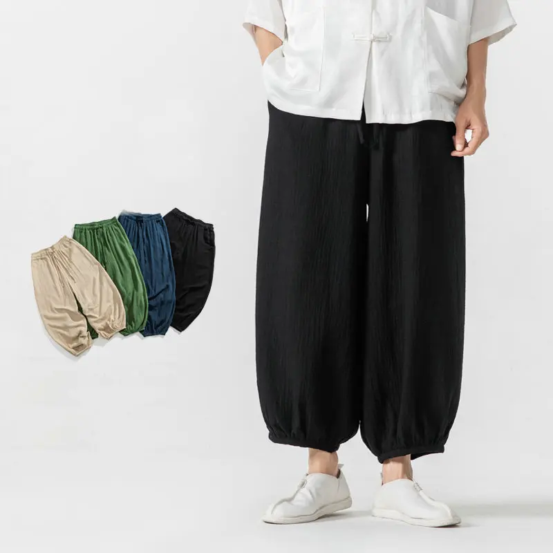 

Spring Summer Harem Pants Male Vintage Streetwear Casual Wide Leg Trousers Men Jogger Pants Men Sweatpants Cotton Large Size 5XL