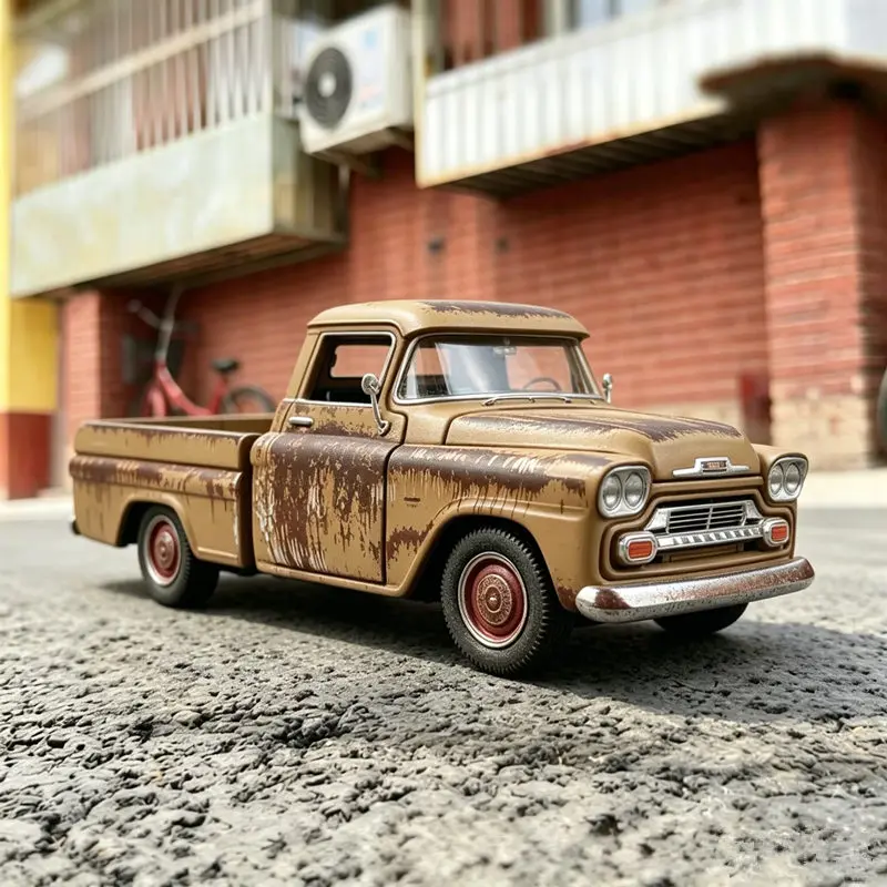 Modelo de Coche a Escala 1:24 del Chevrolet Apache Fleetside 1958, de Aleación, Estilo Retro, Vehículo Todoterreno, Regalo para Niños