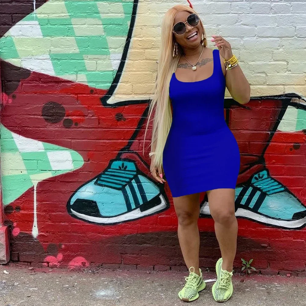 فستان نسائي كاجوال أحادي اللون ، صيف ، جديد ، حزام