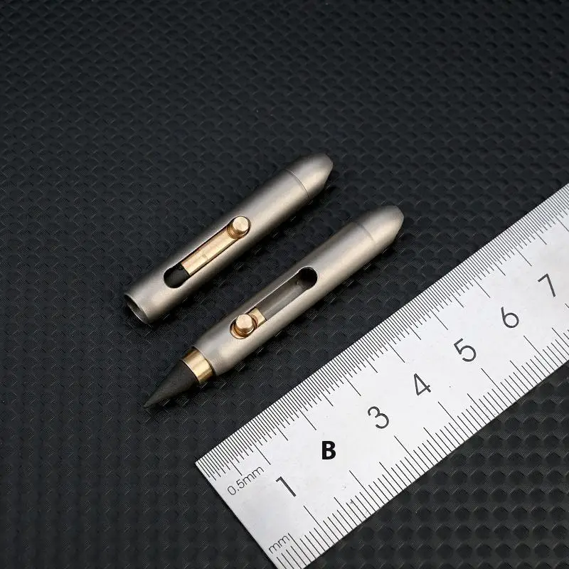 New Titanium Alloy Inkless Pencil With 2 Pen Tips Professional Pocket Pen For Writing Home School Supplies Unique Keychain Penda view 5