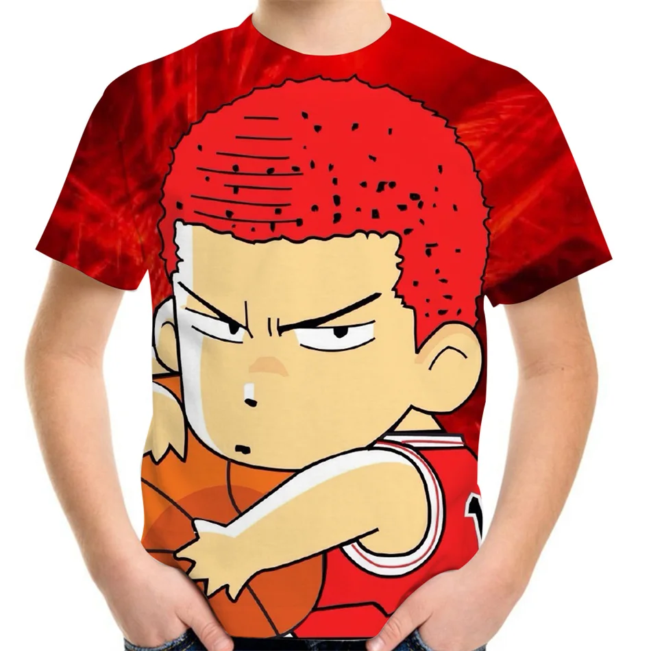 Mùa Hè Anime Nhật Bản Áo Thun Cho Bé Trai Bé Gái SLAM DUNK Đội Bóng Rổ Sakuragi 3D In Áo 4-20Y Teen Trẻ Em Sinh Nhật quần Áo