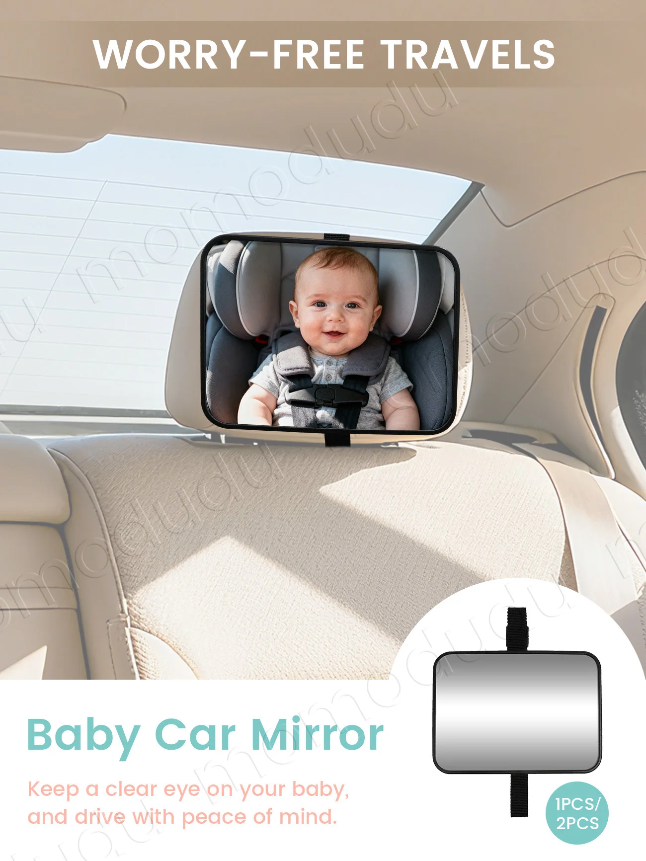 Autospiegel für Babyautositz, bruchsichere Spiegel, verstellbarer, nach hinten gerichteter Spiegel für Kleinkinder, einfach zu installieren auf der Kopfstütze von Autos – Detail 6