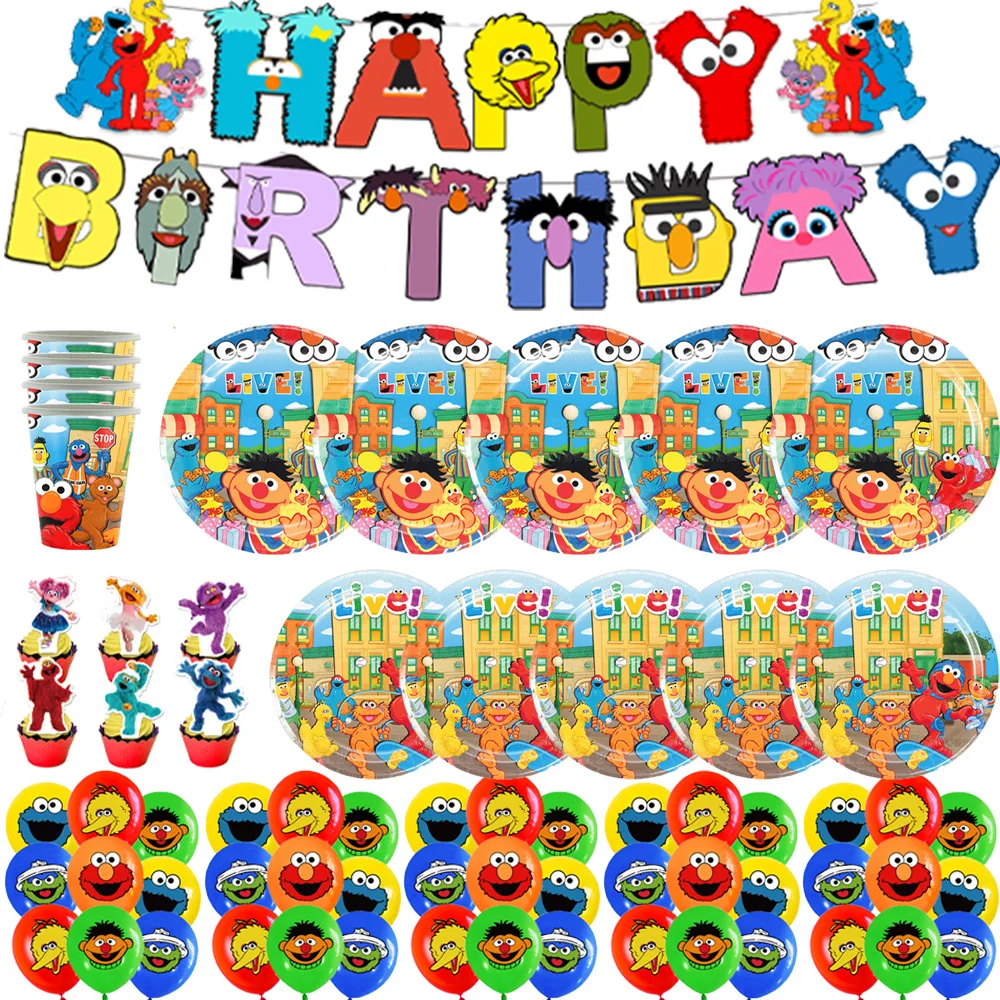 

Cartoon Monster Birthday Party Decoration Background Cup Plate Balloons Biscuit Backdrop Party Supplies Baby Shower Kid Gift