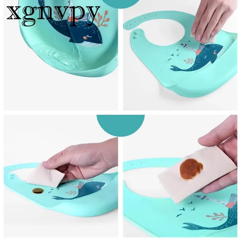 Xgnvpy Baberos de silicona para bebé, impermeables, suaves, ajustables, paño para eructar, Bandana