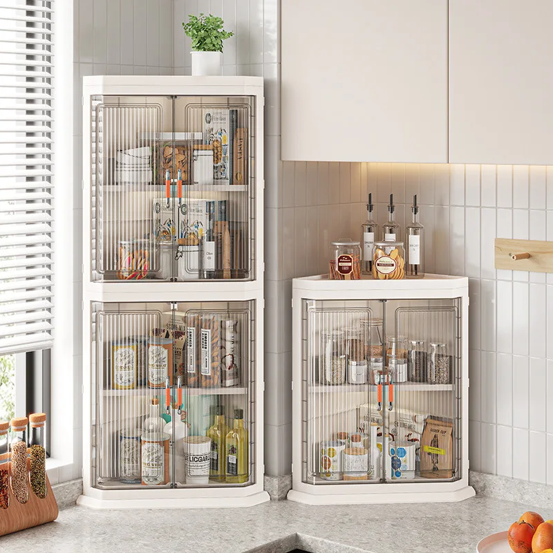 Multi-layer household living room Bedroom locker Floor-to-ceiling plastic triangular dust rack Toy locker Storage cabinet