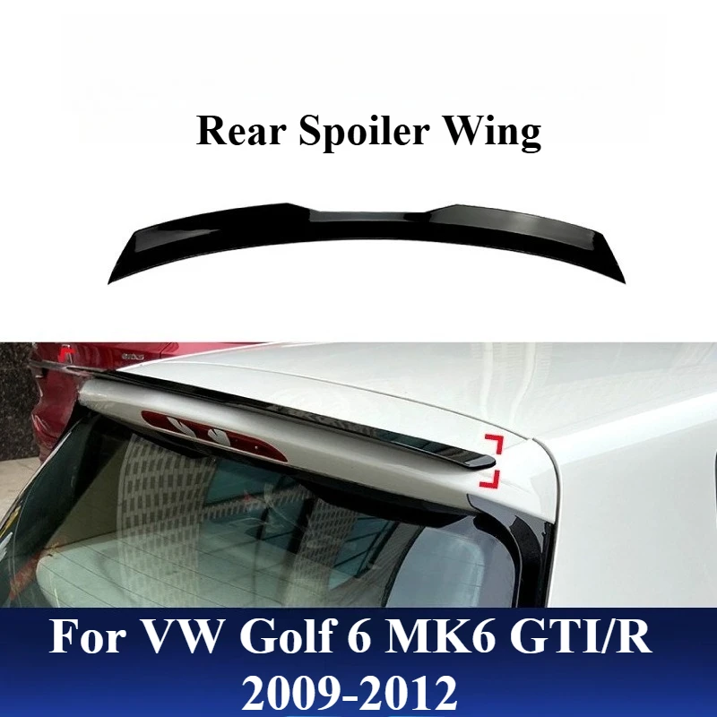 

For VW Golf 6 MK6 GTI/R 2009-2012 Rear Spoiler Wing - Gloss Black ABS Plastic Roof Lip Universal Fit Adhesive Mount (2PCS Set)