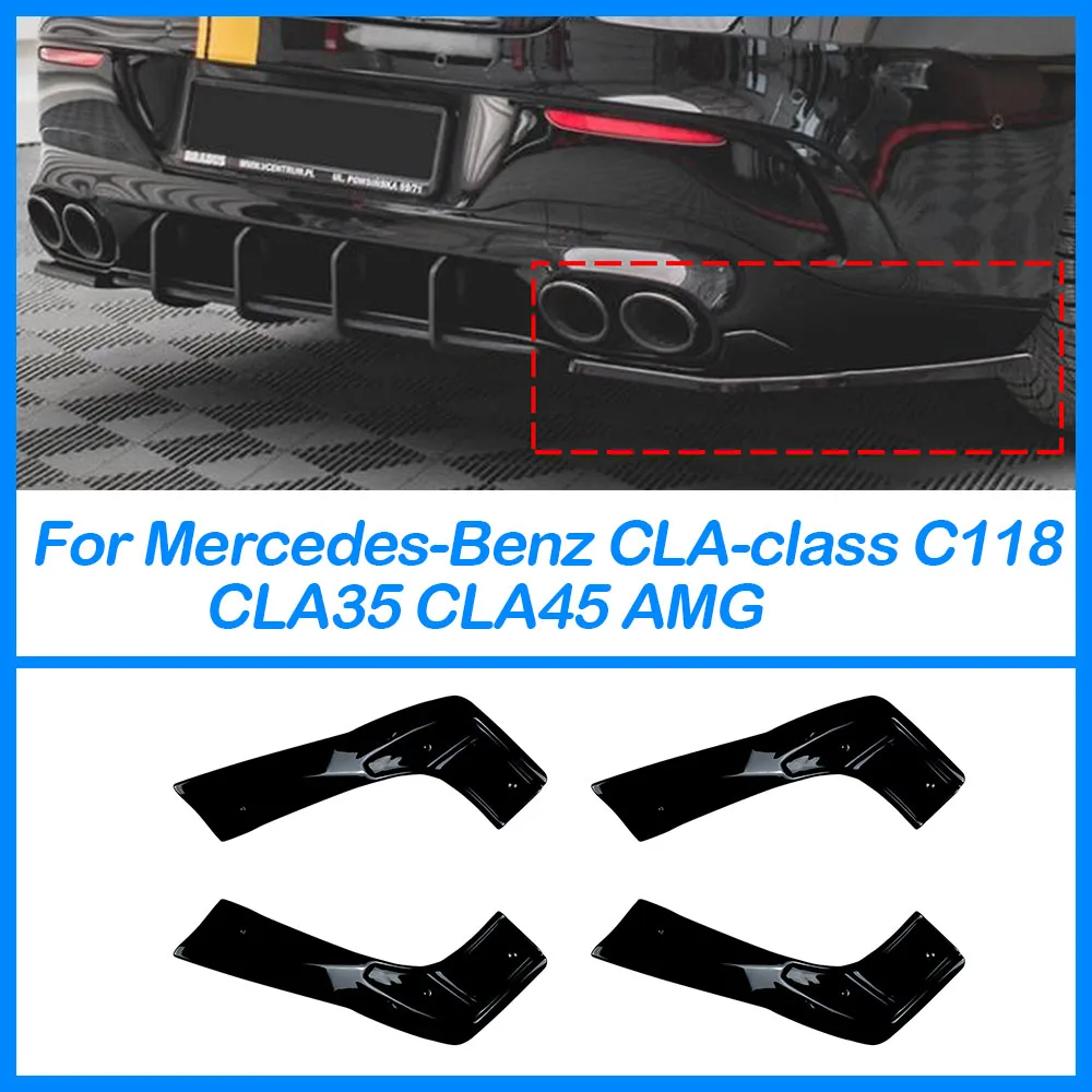 

For Mercedes-Benz CLA-class C118 CLA35 CLA45 AMG Glossy Black ABS Car Boot Lower Spoiler Corner Guard Plate Board Accessories