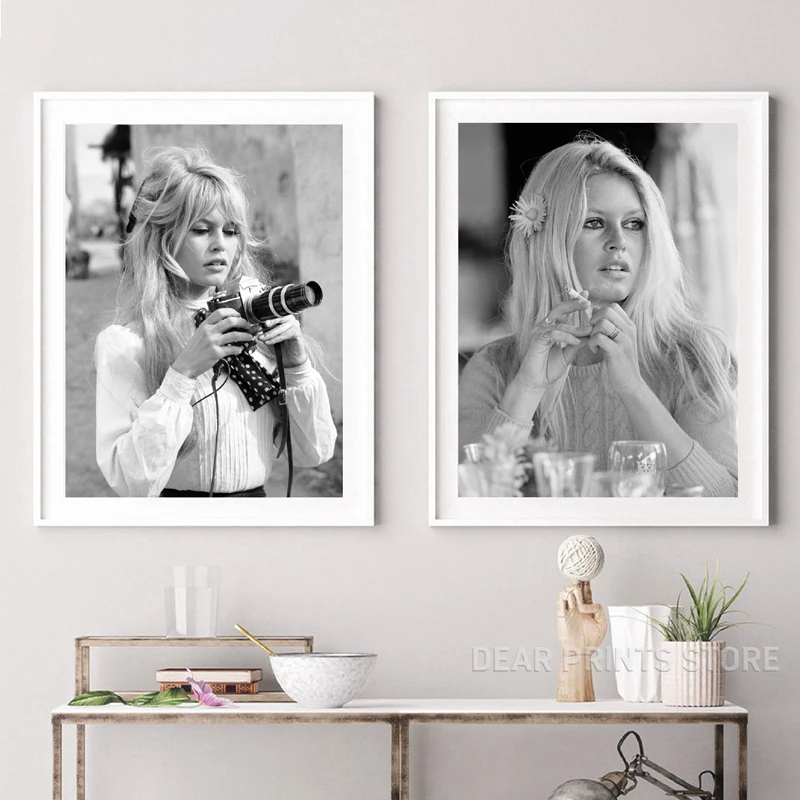 بريجيت الفرنسية الأزياء المشارك قماش الفن يطبع، أبيض وأسود نموذج صور خمر صورة الفن اللوحة ديكور جدران غرفة المنزل #5