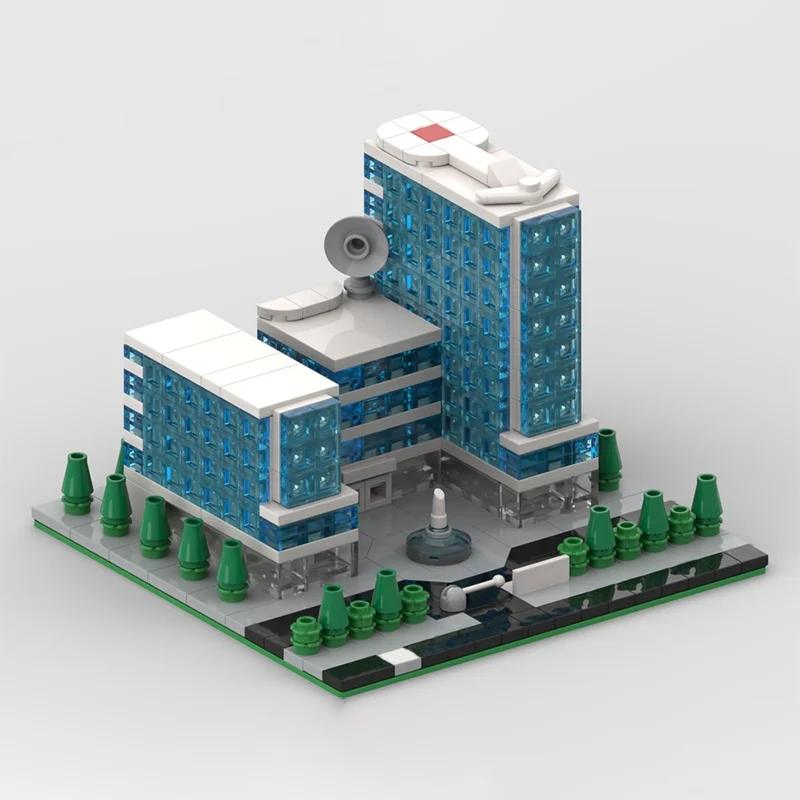 565 قطعة MOC مستشفى مجهر معماري نموذج اللبنات العمارة لتقوم بها بنفسك هدايا عيد الميلاد لعبة إبداعية فكرة الطوب #3