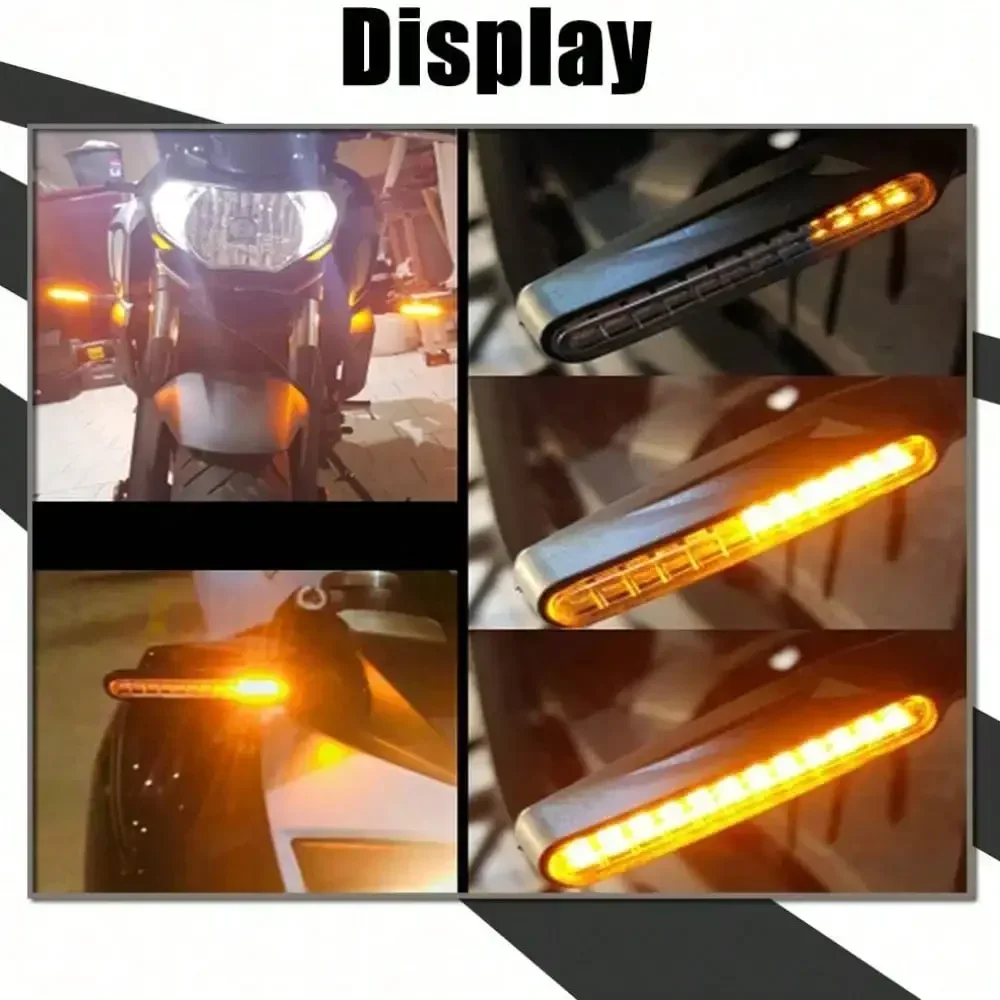 2PCS Universal LED Motorcycle Turn Signal Light 12v IP68 Waterproof Amber Flasher Indicator Blinker Rear Lights Lamp Accessories