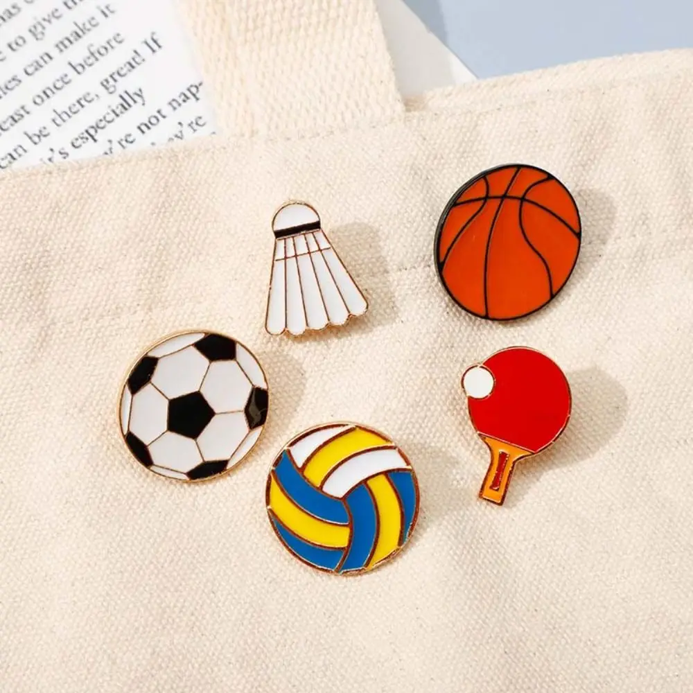 Cartoon Soccer Sports Ball Enamel Pin Volleyball Basketball Dripping Oil Brooch Lapel Badge Alloy Metal Badge Shoes Buckle