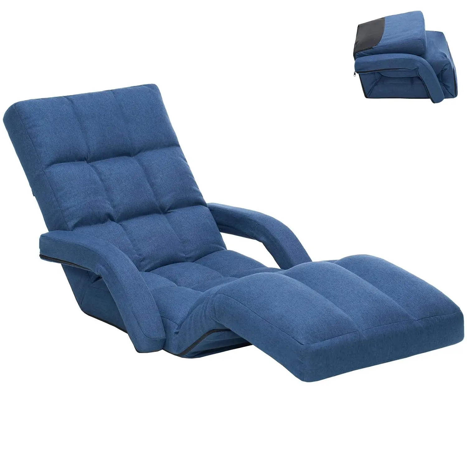 Adjustable Floor Gaming Chair with Armrests & Footrest, 14-Position Folding Lounge Sofa for Living Room Bedroom, Customized