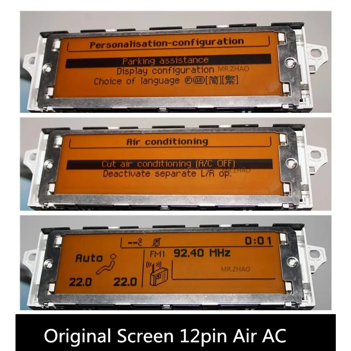 

Car Screen Support USB Dual-zone Air AC Bluetooth Display Yellow Monitor 12 pin 307 407 408 C4 C5 Car Display Screen