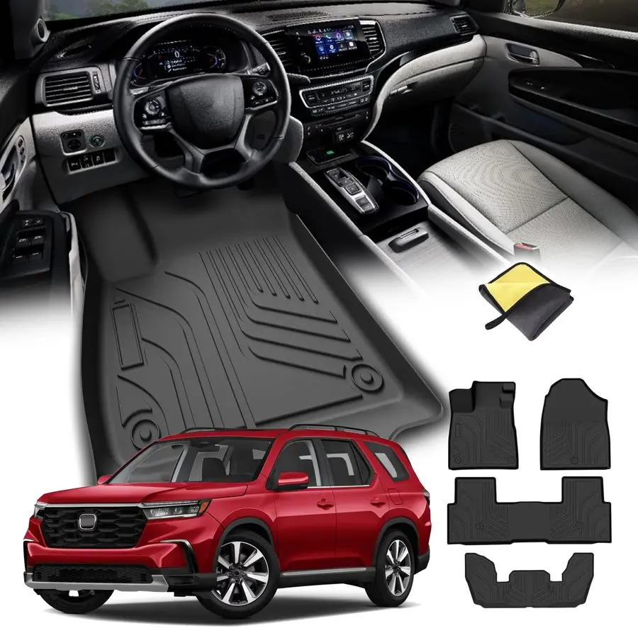 

Floor Mats for Honda Pilot 2023 2024 2025 Accessories,TPE All Weather Protection Floor Mats,Custom Fit 1st,2nd amp 3rd Row Car F