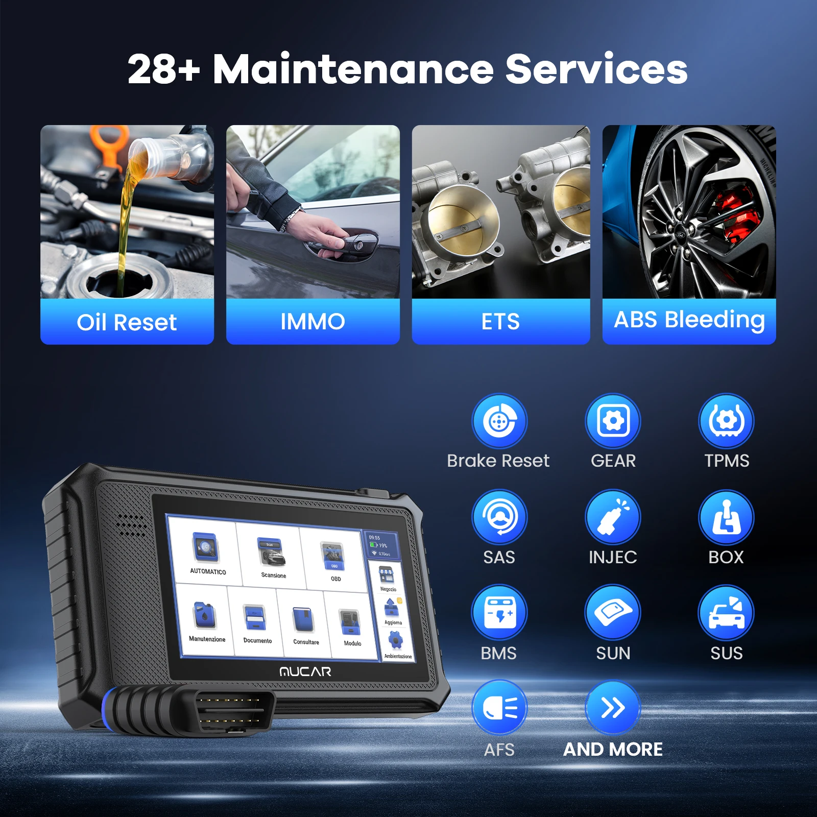 MUCAR VO6 OBD2 escáner todos los sistemas de diagnóstico con 28 reinicio Auto VIN/IMMO/EPB/BMS/SAS/ABS/TPMS servicio actualización gratuita de por