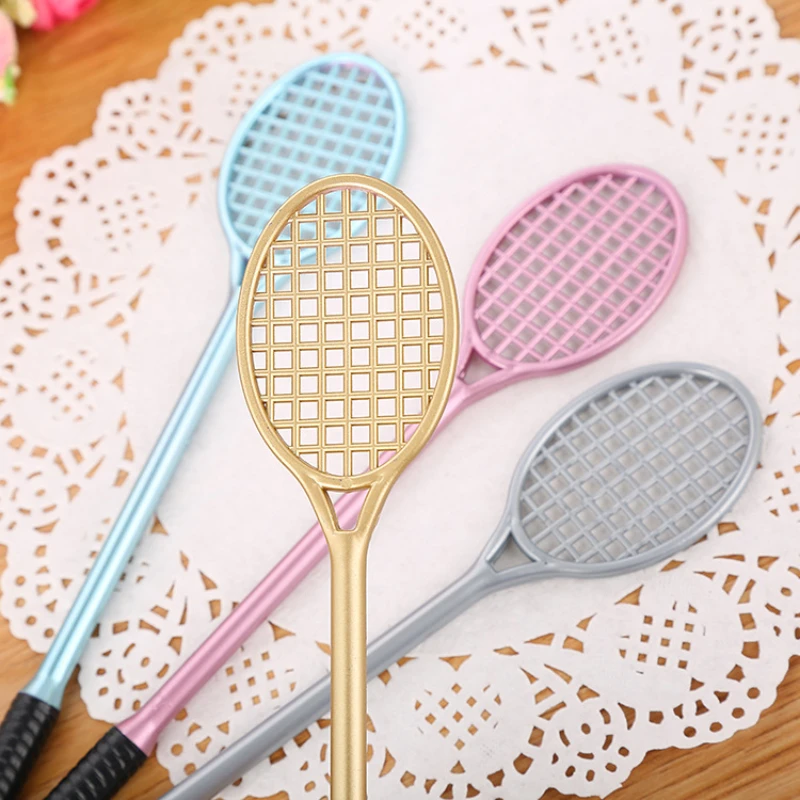 Creative Tennis Racket Shape Gel Pen Cute Student Stationery Badminton Racket Water Pen Office Signature Pen School Supplies