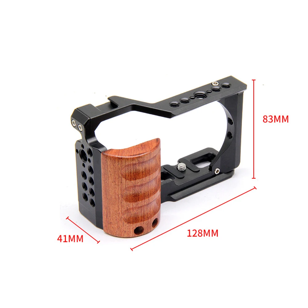 Sony ZV-E10Full Cage  camera With Wooden Handle cold shoe Rabbit cage support bracket Stabilizer for video led microphone tripod