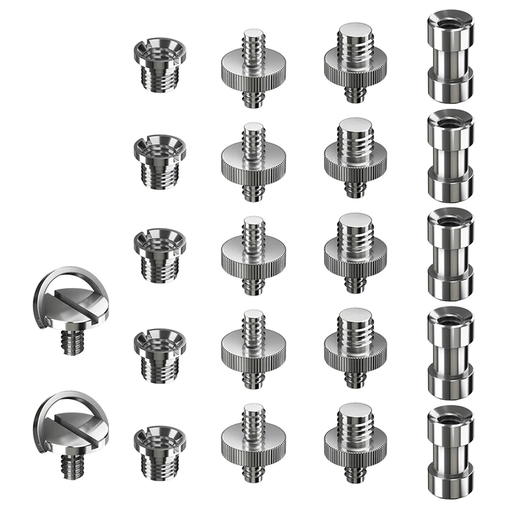 

22pcs Tripod Screw Adapter Set 1/4 to 3/8 Double Head Studs Mounting Camera Equipment Converter Nuts Photography Accessories