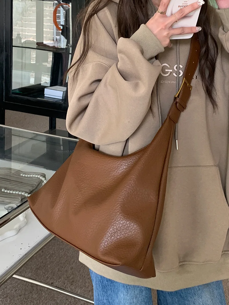 CGCBAG Casual Lage Capacity Tote Bags For Women Simple Commuting Female Messenger Bag High Quality PU Leather Shoulder Bags