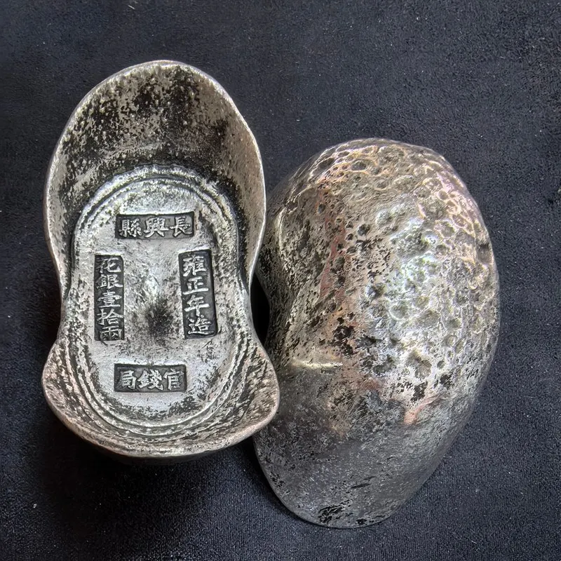 ingots  two   Five Emperors of the Qing Dynasty honeycomb   silver yuanbao collectible ornaments