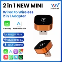 2026 El último adaptador Carplay inalámbrico 2 en 1 Apple Orange de color admite teléfono Apple Android Compatible con los modelos Carplay con cable