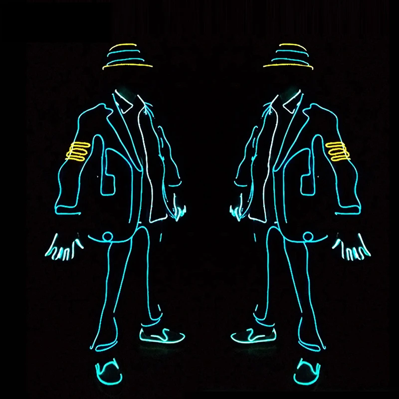 EL Wire Glowing Jazz Dance Costumes Light up LED Clothing Stage Performance Luminous Wear DIY Cool Strip Lighting For Club Props view 2