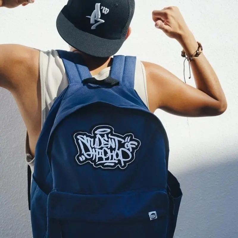 Y2k Graffiti Backpack Unisex Nylon Letter School Bag Design Waterproof Navy Blue Travel Bags Hiphop Streetwear Backpacks 2024