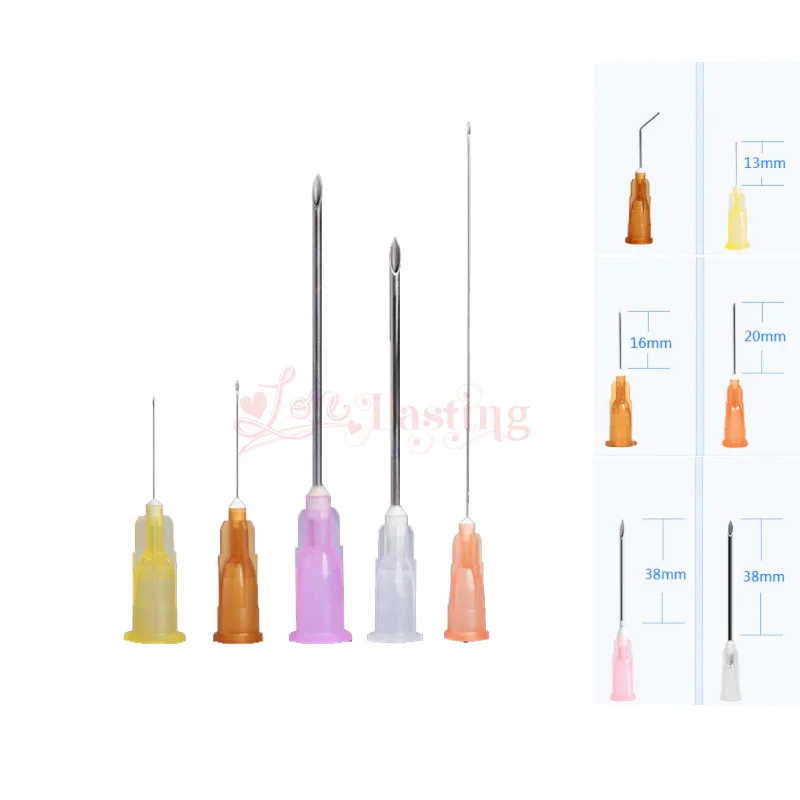 25pcs 18G 25G 27G 30G 31G 32G 34G Disposable Sharp Needle for Hyaluronic Acid Sterile Stainless Steel Tattoo Needles